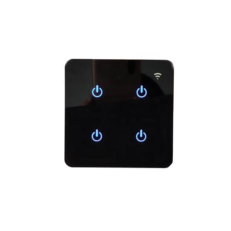 Wifi Remote Control Smart Touch Glass 4 Gang Light Lcd Wall Switch With Sensor